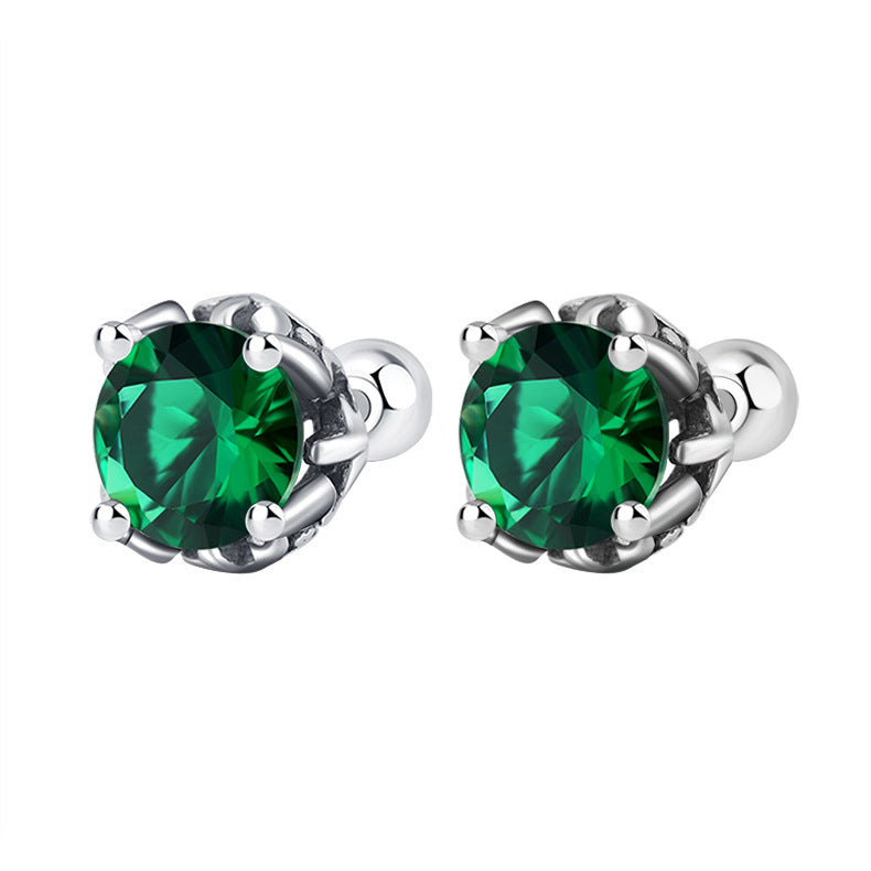 Emerald Zircon Silver Earrings