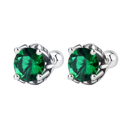 Emerald Zircon Silver Earrings