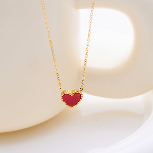 Red Peach Heart Necklace