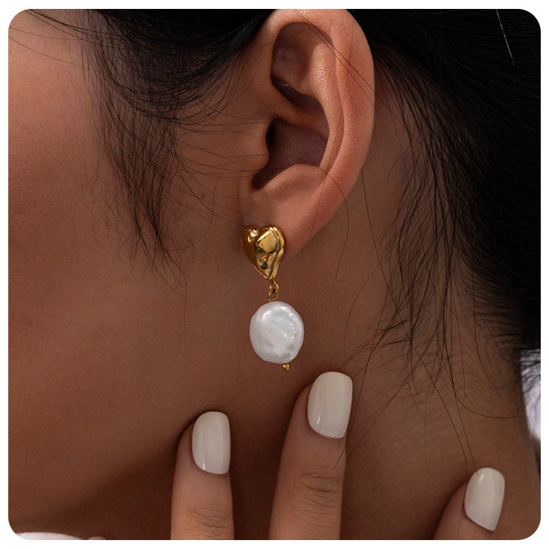 Heart Baroque Pearl Earrings