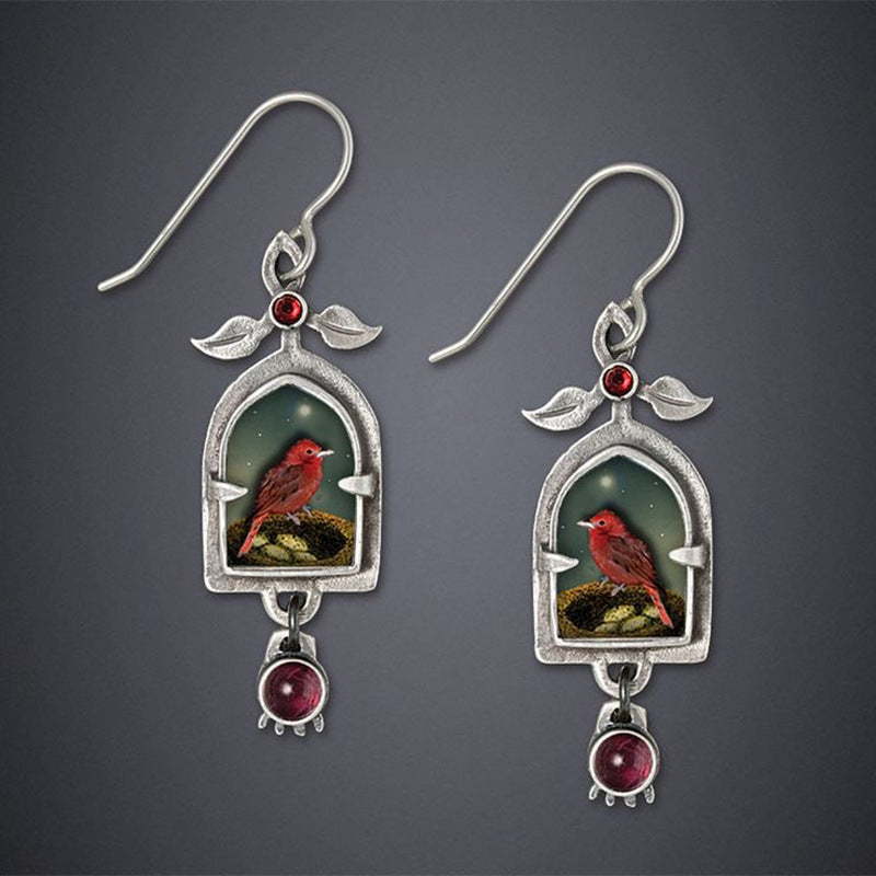 Retro Geometric Enamel Earrings