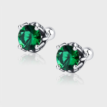Emerald Zircon Silver Earrings