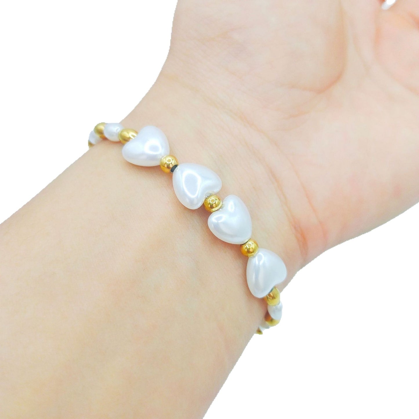 Elegant Heart Pearl Bracelet