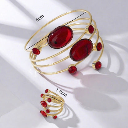 Elegant Rhinestone Bracelet and Ring Set