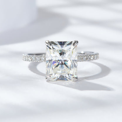 Radiant Moissanite Silver Ring