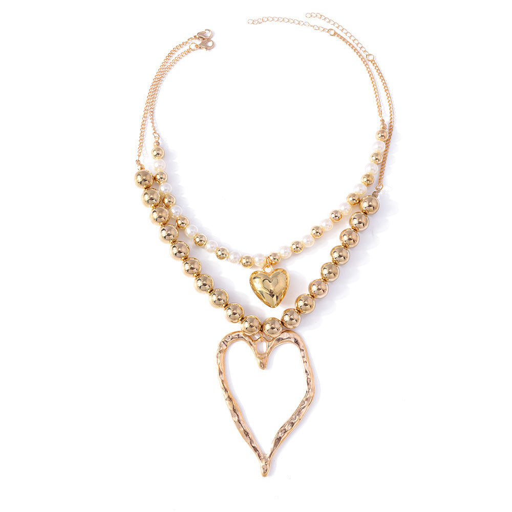 Heart Charm Beaded Necklace Set