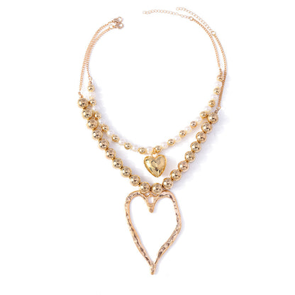 Heart Charm Beaded Necklace Set