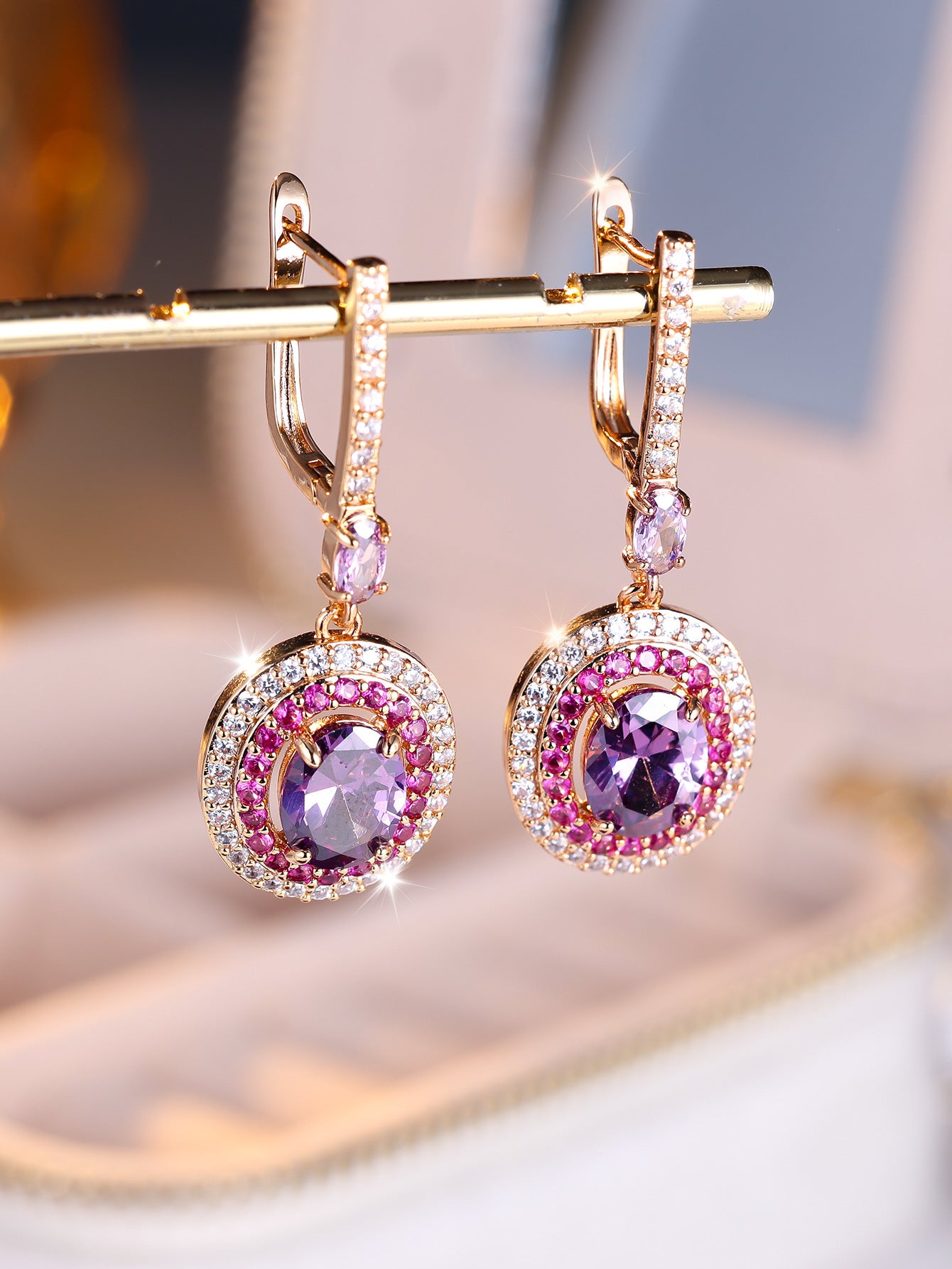 Egg-shaped Diamond Gem Earrings