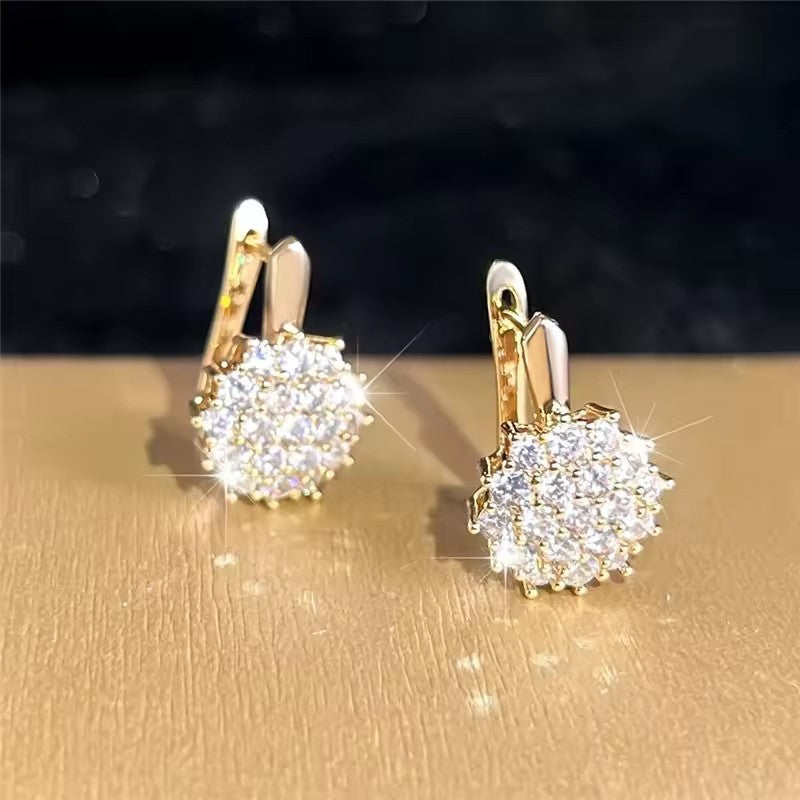 French Flower Zircon Earrings