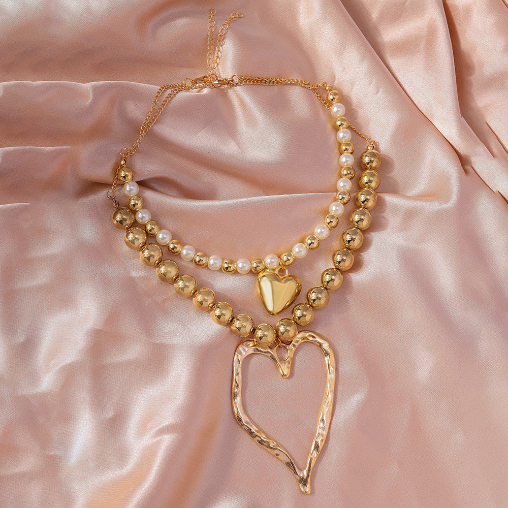 Heart Charm Beaded Necklace Set