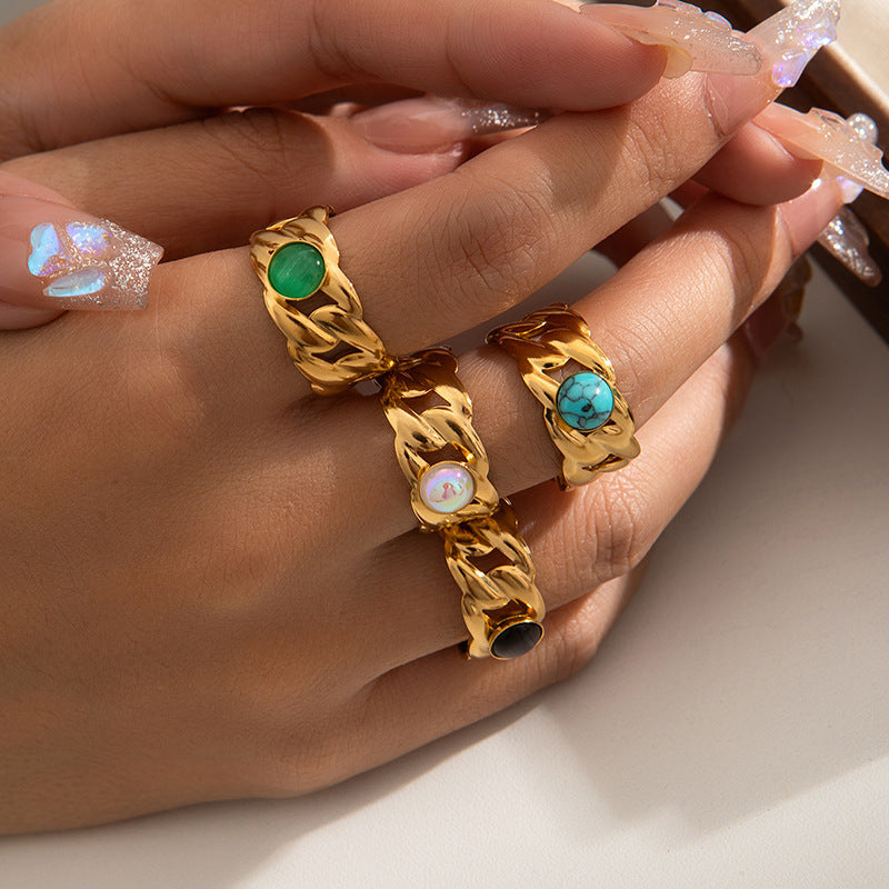 Elegant Titanium Gold Plated Ring