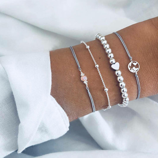 Map Opal Peach Heart Bracelet Set