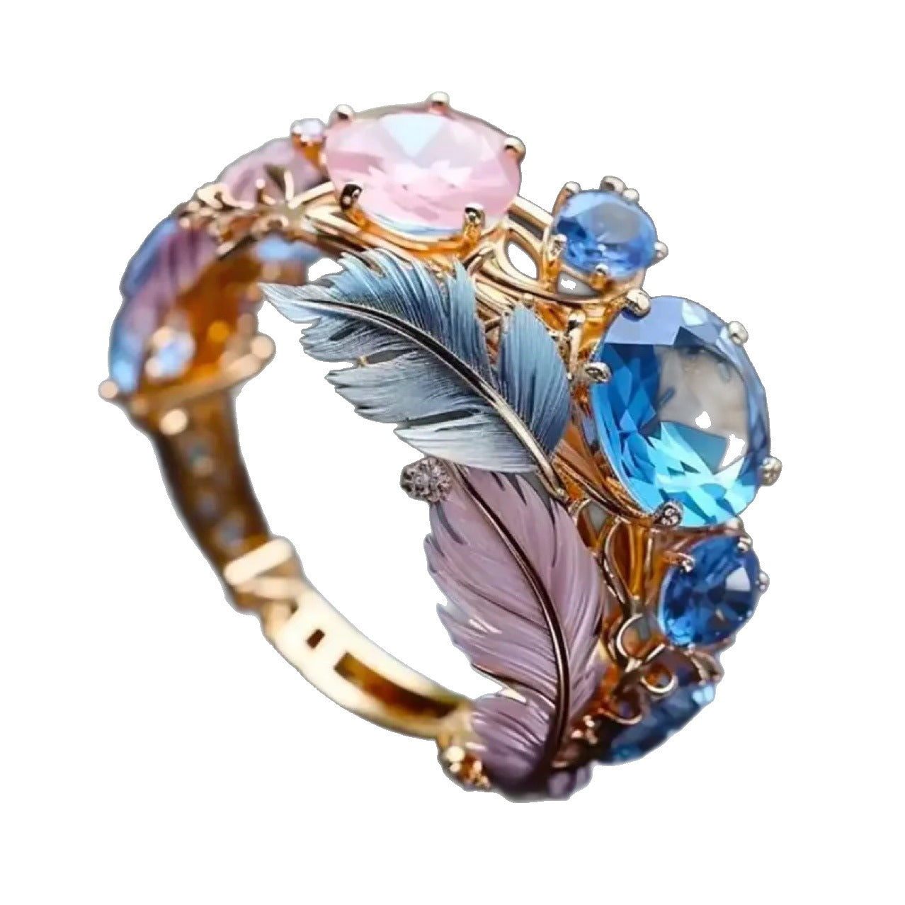 Colorful Feather Brass Ring