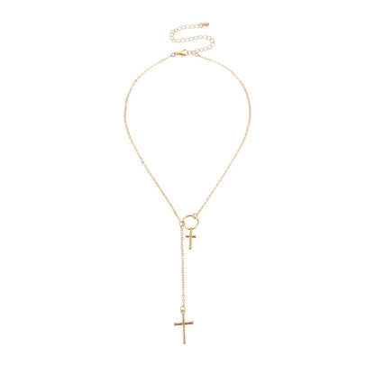 Elegant Double Layer Cross Necklace