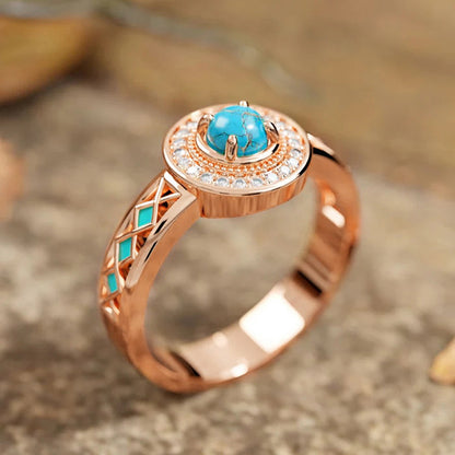 Turquoise Ethnic Zircon Ring