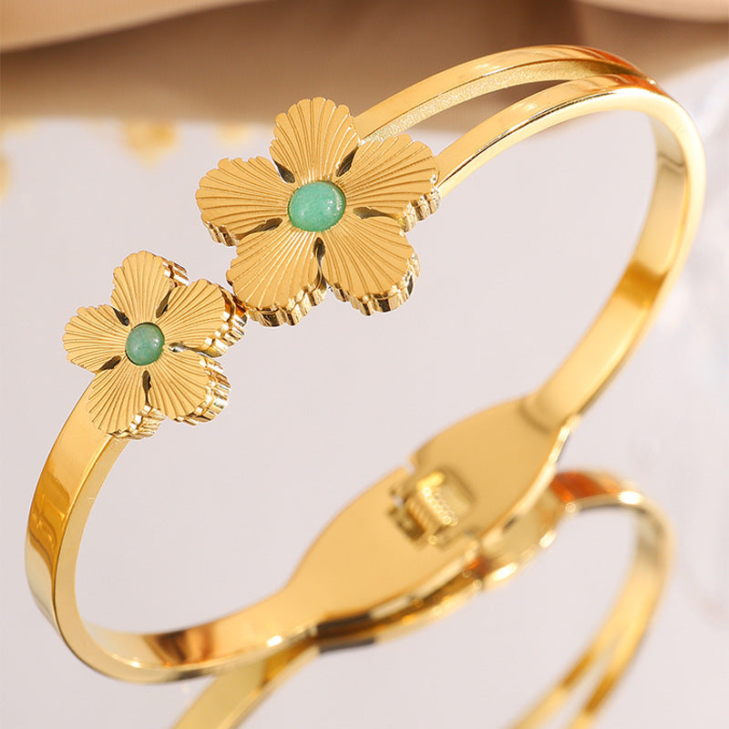 Personalized Flower Stainless Steel Bracelet