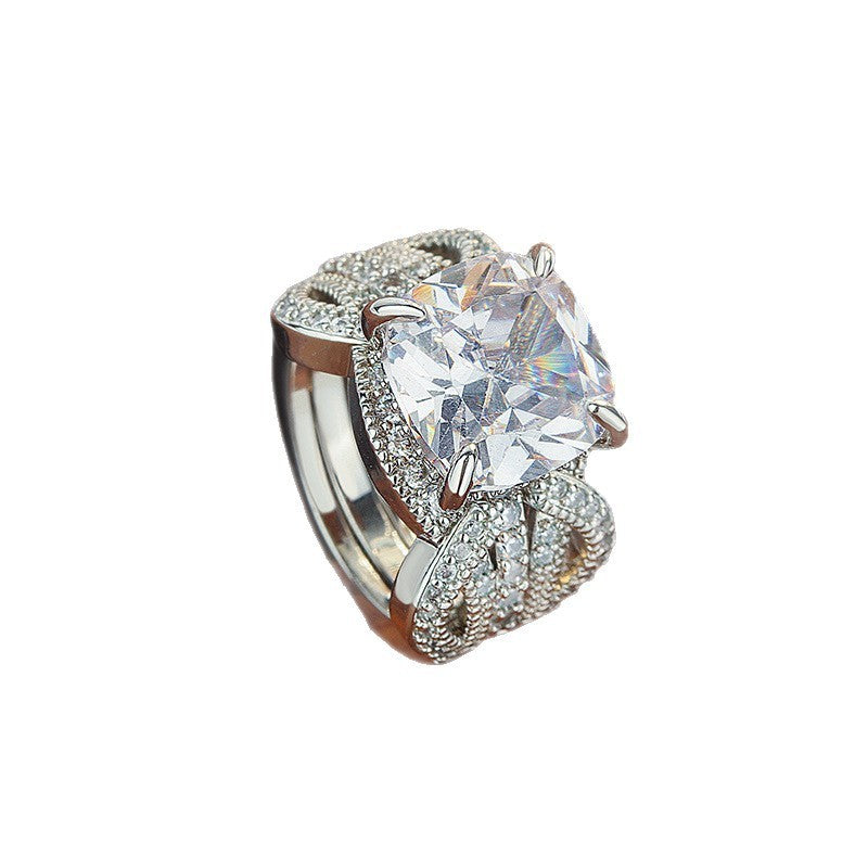 Elegant Rhinestone Square Ring