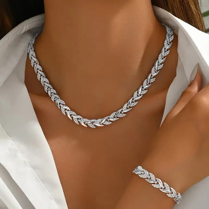 Willow Leaf Diamond Bracelet Set
