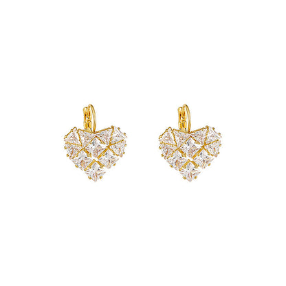 French Heart-shaped Zircon Earrings