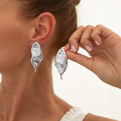 Liquid Metal Flower Earrings