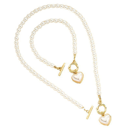 Love Pearl Buckle Necklace Set