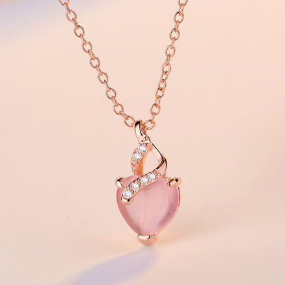 Heart-Shaped Pink Crystal Necklace